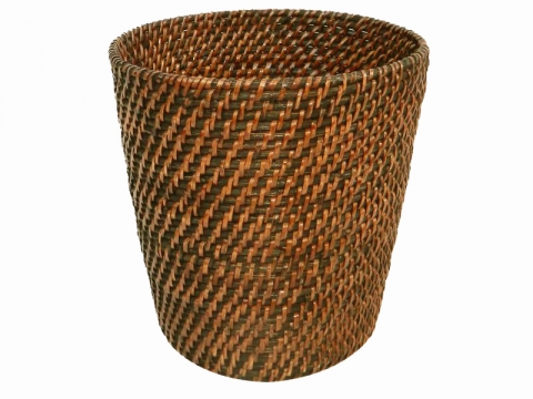 Round rattan trash bin